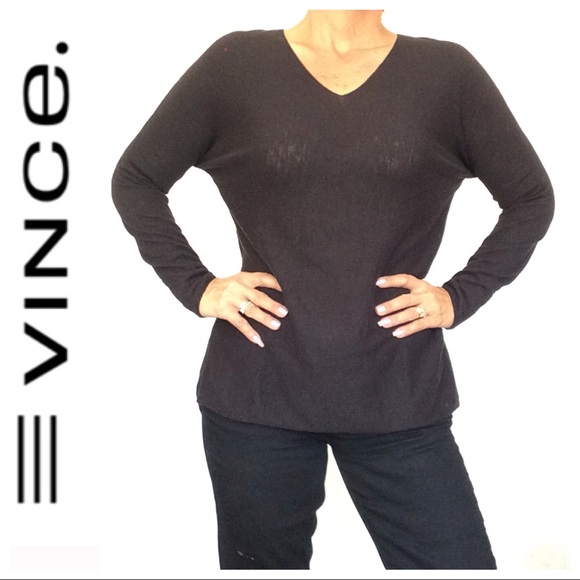 VINCE LONG SLEEVE BLACK 100% COTTON SWEATER XS - Picture 4 of 9
